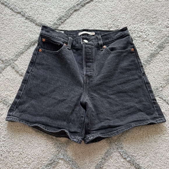 Levi’s wedgie shorts denim jean shorts high rise washed black 26 - Picture 1 of 12